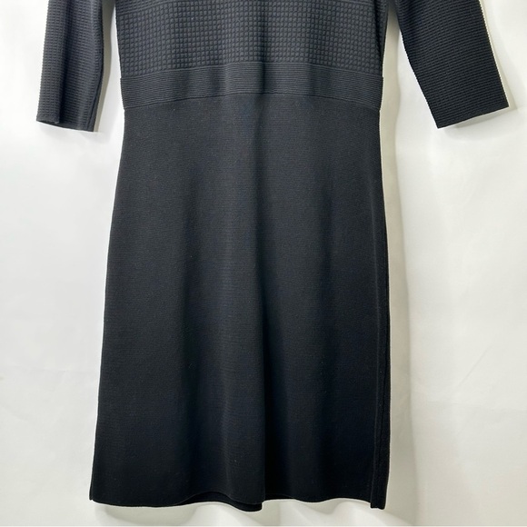 Talbots Women’s Black Sweater Sheath Dress Modest V Neck 3/4 Sleeve Sz M Petite - Picture 6 of 9